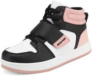 DREAM PAIRS Unisex-Child Freestyle-k, Black/White/Pink, 1 Little Kid