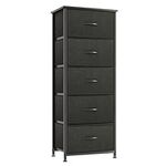 LUKGEL 5 Drawer Tall Dresser, Dresser for Bedroom Entryway Hallway, Closet Storage Drawer, Commode De Chambre, Armoire De Rangement, Black