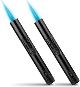 Bbsisgo Pack de 2 Briquet Tempête, Jet Flamme Recharge Gaz Briquet pour Bougies, Cuisine, Camping, Barbecue, Cheminée. Noir(Vendu sans Gaz)