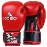 Kobo BXG-05 Top Grain Natural Hide Leather Boxing Gloves Punching Bag Glove for Men & Women (RED)