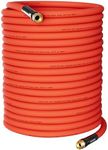 SPECILITE Hot/Cold Water Hose 5/8" x 200 ft,Heavy Duty Red Garden Hose -50℉ to 190℉,Flexible & Lightweight Rubber Hoses With 3/4" Brass Fittings for Yard,Outdoor,Farm