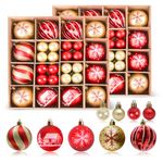 PEMOTech 88Ct Christmas Ball Ornaments Red and Gold 1.18-Inch / 2.36-Inch Shatterproof Christmas Tree Decorations for Xmas Holiday Decor, Tree Ornaments Hooks Included