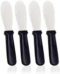 AnapoliZ Butter Spreader Knives | 4 PCS Wide Blade Stainless Steel Spreader Knife | Black Plastic Handle Spreading Knives | Sandwich Condiment Spreader | Bread Knives Set of 4 | Soft Cheese Spreader