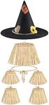 7 Pieces Scarecrow Costume Set Include Raffia Scarecrow Straw Kit Scarecrow Hat for Halloween Harvest Party Accessory (Rustic Color)