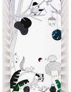 Rookie Humans 100% Cotton Sateen Fitted Crib Sheet: Woodland Dreams. Modern Nursery, Use as a Photo Background for Your Baby Pictures. Standard Crib Size (52 x 28 inches) (Black White)