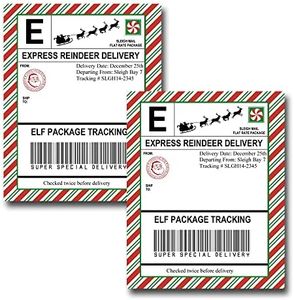 Decorative Santa Mailing Labels, One Sheet of Four (4) 3.75" x 4.75" Adhesive Labels for Christmas Packages and Gifts (Decorative Only)