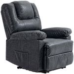 HOMCOM Manual Recliner Chair, PU Leather Reclining Chair, Single Recliner Sofa for Living Room with Footrest and 2 Side Pockets, Black