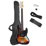 GLARRY 4 String GJazz Electric Bass Guitar Full Size Right Handed with Guitar Bag, Amp Cord and Beginner Kits (Sunset)