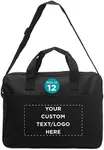 12 Polyester Messenger Bags Set - Customizable Text, Logo - Adjustable Straps, Reinforced Straps, Front Pocket, Everyday Use - Black