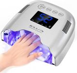 BOLASEN Cordless Rechargeable UV Nail Lamp - UV Light for Gel Nails with Metallic Reflector & Metal Base, 54W Portable Wireless LED Nail Dryer, Professional Fast Charger Curing Lamp for Salon, Sliver