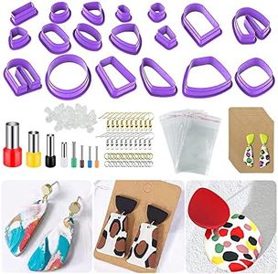 SENHAI 18 Pcs Different Shape Plastic Polymer Clay Cutters with Earring Cards, Hooks, Round Circle Mold for Jewelry Making, Clear