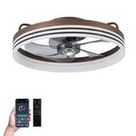 Letmarey Lovely Apple Light Ceiling Fans, 22'' Small Modern Ceiling Fan Remote & APP Control, Large Air Volume ABS Blades Dimmable Flush Mount Quiet Mini Ceiling Fans Lights. (cafe)