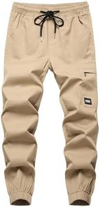 LOKTARC Boys Camo Pants Kids Pull On Drawstring Youth Camouflage Cargo Joggers, Khaki, 10-11 Years