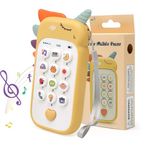 Bambebe Baby Phone Toys for 1 Year Old Boys Girls Gifts, Musical Baby Sounds Toys for Babies 12-18 Months, Interactive Baby Cell Phone Toy with Early Education & Music(Yellow)