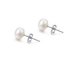 5MM Small White Real Pearl Earrings 925 Sterling Silver Button Freshwater Cultured Pearl Stud Earrings