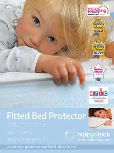 Hippychick Cotton Fitted Mattress Protector, 100 Percent Waterproof, Anti Allergy, Machine Washable, 100 Percent Pure Brushed Cotton, White, 90 x 190 cm, Fits Single Bed