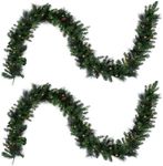 Papyrus 2 Pack of 9 ft Pre-Lit Carolina Pine Garland, Artificial, Pine Cones, Warm White Light, Battery Powered, Indoor/Outdoor