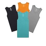 Buyless Fashion Boys Scoop Neck Tagless Undershirts Soft Cotton Tank Top (4 Pack) 13-14