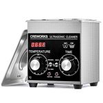 CREWORKS 1.3L Ultrasonic Cleaner with Heater and Timer, 60W Stainless Steel Ultrasonic Cleaner Machine with Degas & Gentle Modes, Ultrasonic Parts Cleaner with Knob Control for Jewelry Glasses Watch