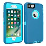 iPhone 6/6S Case Shockproof High Impact Tough Rubber Rugged Hybrid Case Silicone Triple Protective Anti-shock Shatter-resistant Mobile Phone Full Range Of Protective Film For iPhone 6/6S4.7" (ltBlue)