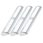 Kuled Motion Sensor light Stick-on Anywhere Step Wireless 10 LED Lighting Bar with Magnetic Strip for Closet, Cabinet, Drawer, Pure White,KULED 8116, 3-Pack, 3PACK