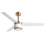 reiga Smart 132cm Ceiling Fans with Lights, High CFM Reversible Motor, 6 Speed, Dimmable LED Light Kit Ceiling Fan, White Gold, Control with WiFi Alexa APP