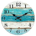 Niukuyu Wall Clock-Beach Blue Wall Clocks Battery Operated Silent Non-Ticking,for Home Kitchen Living Room Office 10 Inch