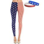 American Flag Patriotic Leggings and Bracelet Bundle - -