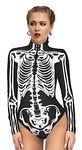 Women's Skeleton Swimsuit Halloween Costume Skull Tight Romper Leotard Jumpsuit Bodysuit BKAM016 L