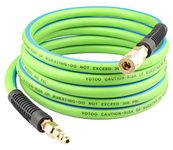 YOTOO Hybrid Lead-in Air Hose 3/8-Inch by 10-Feet 300 PSI Heavy Duty, Lightweight, Kink Resistant, All-Weather Flexibility with 1/4-Inch Brass Male Fittings, Bend Restrictors