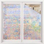 Volcanics Window Privacy Film Static Window Clings Vinyl 3D Window Decals Window Stickers Rainbow Window Film for Glass Door Home Heat Control Anti UV 23.6 x 78.7 Inches