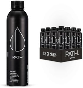 PATH Alkaline Bottled Water - 9.5 pH-Balanced Purified Water with Electrolytes in Aluminum Bottle - BPA-Free, Reusable, Infinitely Recyclable - Pure, Crisp, Refreshing Taste - 25 Fl Oz (Pack of 18)