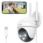 ieGeek 5MP 360° Security Camera Outdoor, Auto Tracking CCTV Camera Systems with Color Night Vision, WiFi Wireless PTZ Home Security Camera, Siren Light, Motion Detection,Voice Intercom,Work with Alexa