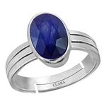 Clara Blue Sapphire Neelam 9.25ratti Stone Silver Adjustable Ring for Men