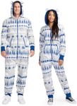 Tipsy Elves Christmas Onesies for Adults - Comfy Unisex Matching Holiday Jumpsuits with Convenient Pockets - Cozy Grey Bear The Winter Christmas Jumpsuit Size 3X-Large