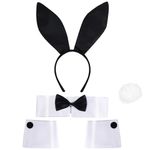 Goenb Women's Bunny Costume Set, Bunny Costume Women Bunny Costume Accessories Rabbit Ear Headband Collar Bow Tie Costume Cuffs Rabbit Tail for Halloween Birthday Cosplay Costume Easter Party