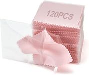 PINGMIC 120PCS Jewelry Cleaning Cloth, Professional Polishing Cloth Individually Wrapped, Pink Silver Polishing Cloth for Jewelry Sterling Silver Gold Platinum Watch Coins and More (3.15" x 3.15")