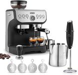 Zulay Kitchen Magia Manual Espresso Machine with Grinder and Extra Large 2L Removable Water Tank and Milk Frother with Complete Set