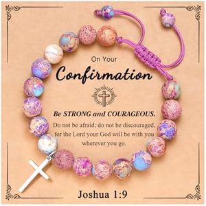 UNGENT THEM Cross Bracelet Confirmation Gifts for Teen Teenage Girls, 7.5‎ inches, Stone, no gemstone