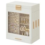 SONGMICS Jewelry Box, 5-Layer Jewelry Organizer, 6.1 x 10.3 x 12.6 Inches, Cloud White and Metallic Gold UJBC162W01