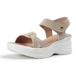 Vendoz Women Casual Wear Cream Wedges Sandal