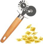 XINBADA Pastry Double Cutter Wheel - Exquisite Wooden Handle, Perfect for Pasta, Pizza, Ravioli, Christmas Cookie Cutter - Enhance Your Culinary Artistry