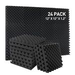 24 Pack Sound Proof Panels,Egg Crate Acoustic Panels - 12x12x1.2 Inches Sound Proofing Panels,Decorative Acoustic Foam for Gaming,High Density Acoustic Wall Panel,Studio Foam