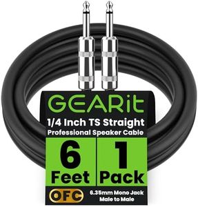 GearIT Professional Speaker Cable (6ft) 12AWG Pure Copper 1/4 inch to 1/4 inch TS Straight Male to Male for Amplifier, Speaker Cabinet, PA and DJ Audio
