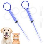 KIPTVO 2pcs Pet Pill Plunger Popper for Small Cats Dogs Pill Gun Dispenser Shooter, Reusable Soft Tip Cat Pill Dispenser Animal Silicone Medicine Feeder Feeding Accessories (Blue)