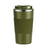 YINJOYI Travel Mug Reusable Coffee Cups Thermal Insulated Vacuum Insulation Stainless Steel Bottle for Hot Cold Drinks (Green, 510ml)