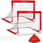 SONGMICS Kids Soccer Goals for Backyard, 4x3 ft Portable Soccer Nets Training Equipment, Toddler Soccer Goal with Carrying Bag, for Field, Red USZQ122R02
