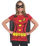 Rubies Costume Co Women's Dc Comics Robin T-Shirt with Cape and Eye Mask, Red, Medium