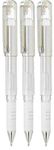 Pentel White Hybrid Gel Grip DX Metallic Gel Pens Broad 1mm Tip Nib 0.5mm Line Width Gel Ink K230-WO (Pack of 3)