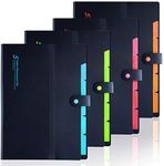 FANWU 4 Pack Expanding File Folders with 6 Pockets, A4 Accordion File Organiser Divider Folders, Plastic Filling Folder Wallet with Snap Closure Subject Document Organizer for School Home Office